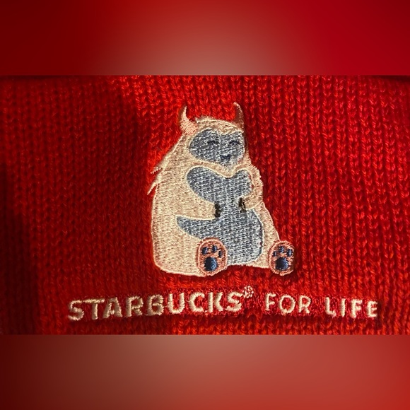NWOT Starbucks for Life 2021 Exclusive Limited Edition Sleeping Yeti Red Beanie - Picture 8 of 10